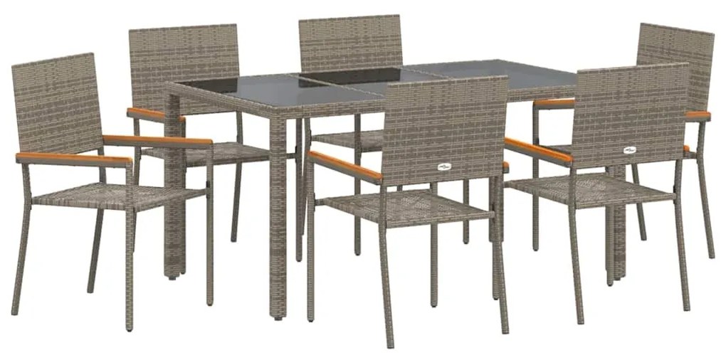 vidaXL Σέτ φαγητού για κήπο 7 pcs Γκρι 150 x 90 x 75 cm
