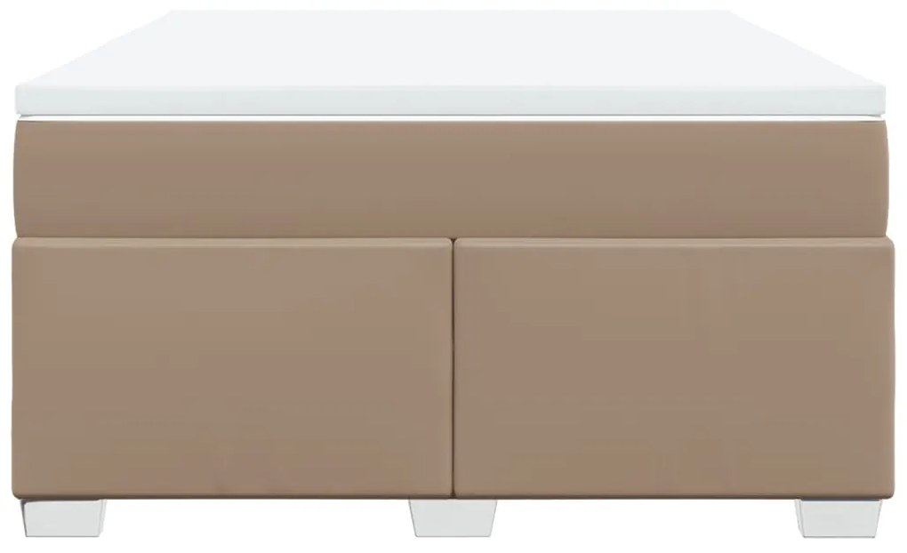 vidaXL Κρεβάτι Boxspring με Στρώμα Καπουτσίνο 160x200εκ.από Συνθ.Δέρμα