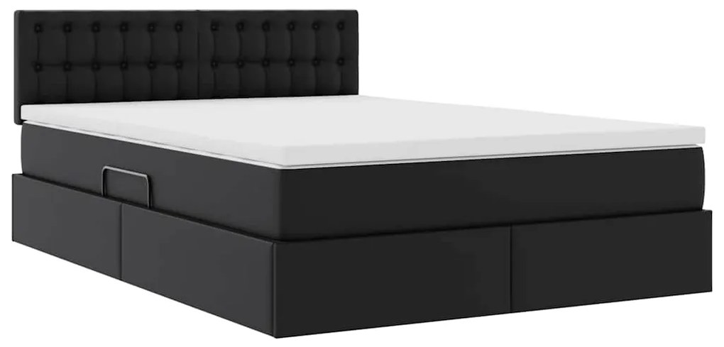 vidaXL Κρεβάτι με αποθηκευτικό χώρο και LED Μαύρο 140 x 190 cm