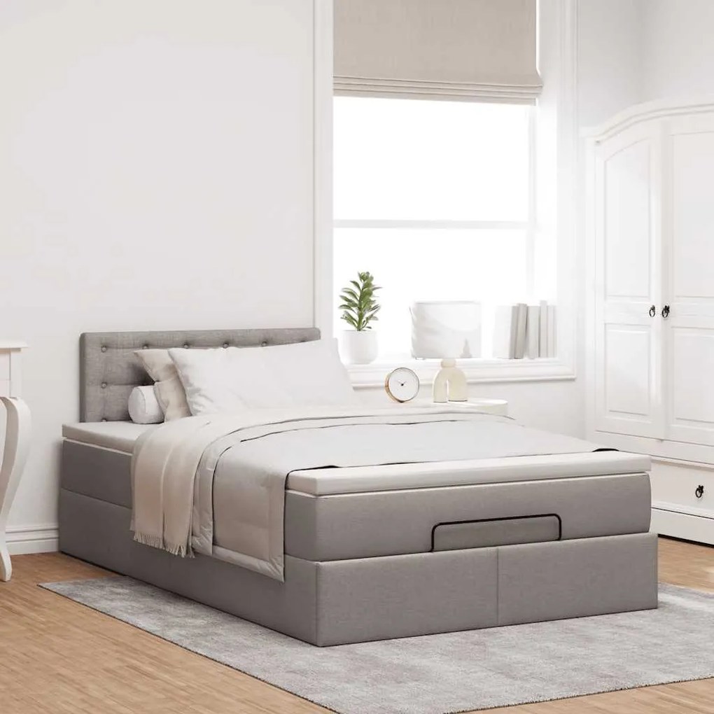 vidaXL Οθωμανικό κρεβάτι με στρώμα Taupe 120x200cm ύφασμα