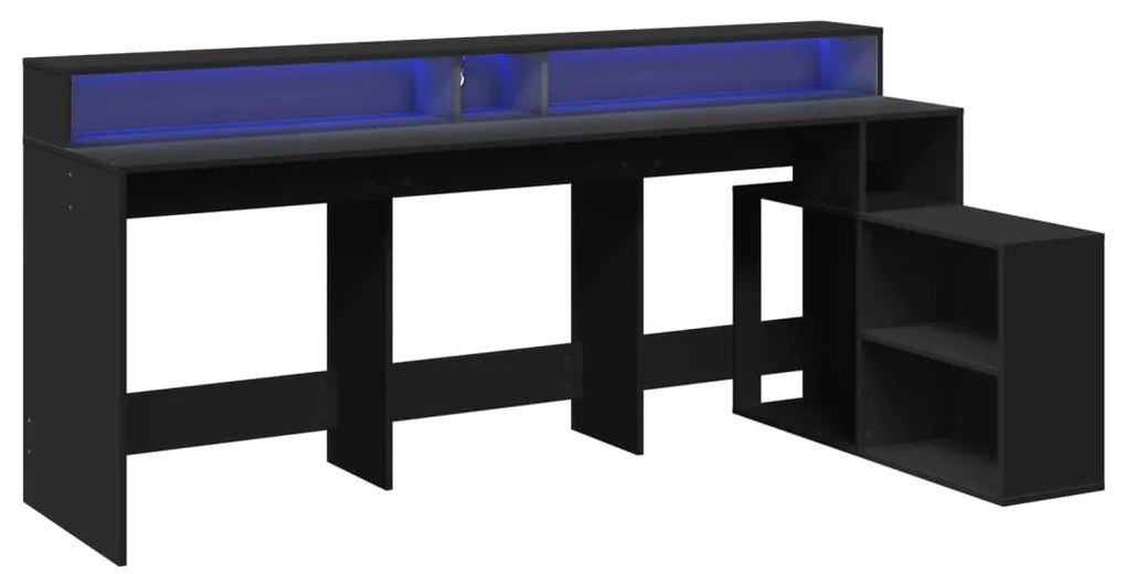 vidaXL Γραφείο με LED Μαύρο 200x104x91 εκ. από Επεξεργασμένο Ξύλο
