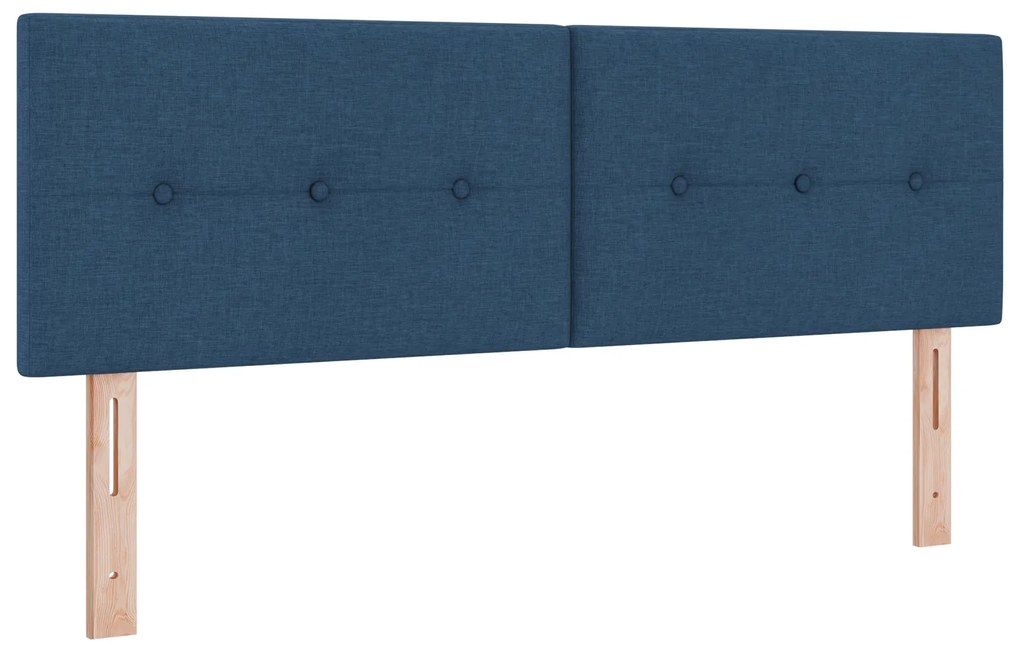 vidaXL Box Spring Bed με Στρώμα Μπλέ 160x200 εκ Υφασμάτινο