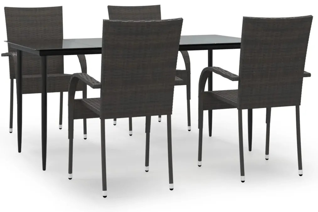 vidaXL Σετ Τραπεζαρίας Κήπου 5 Τεμαχίων Καφέ από Συνθετικό Ρατάν