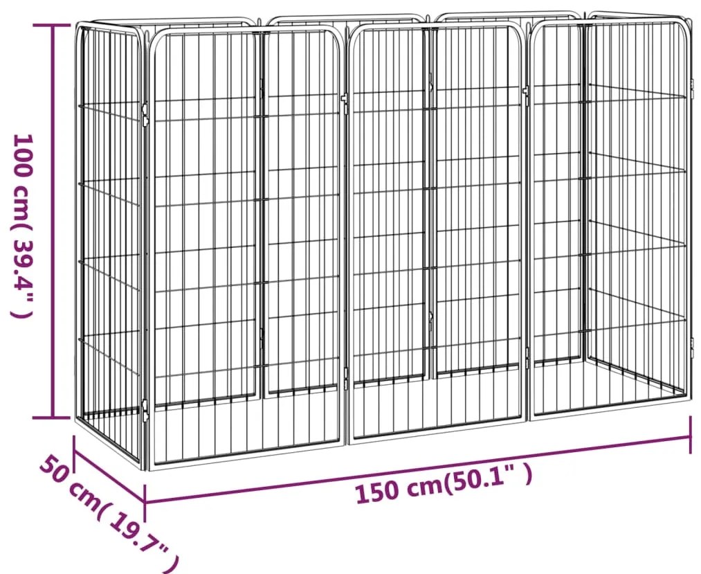 vidaXL Κλουβί Σκύλου 8 Πάνελ Μαύρο 50x100 εκ. Ατσάλι με Βαφή Πούδρας