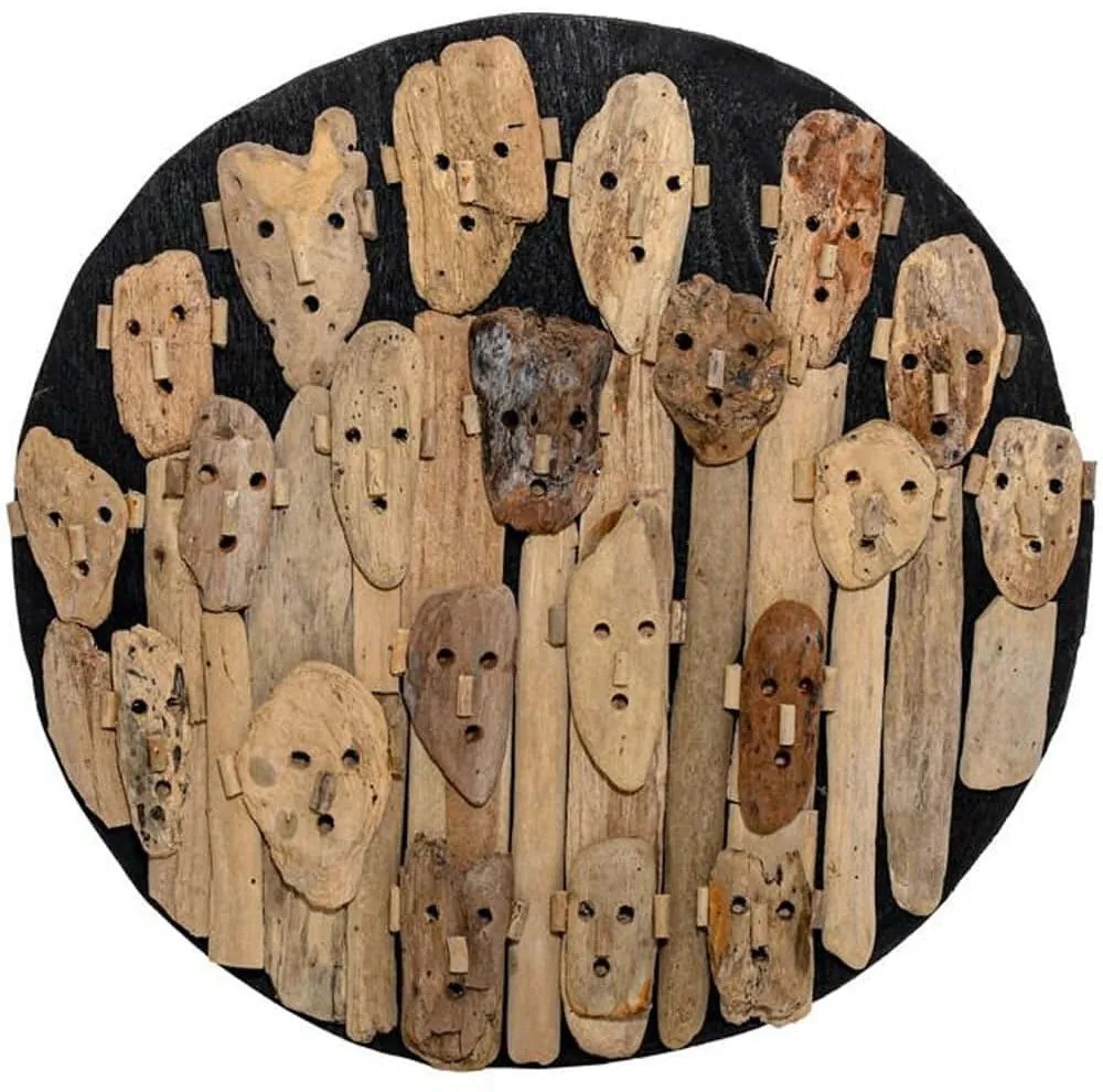 Διακοσμητικό Τοίχου Mask 958-125-005 60x60x8cm Natural Ξύλο