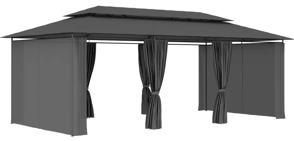 vidaXL Κιόσκι με Κουρτίνες Ανθρακί 600 x 298 x 270 εκ.