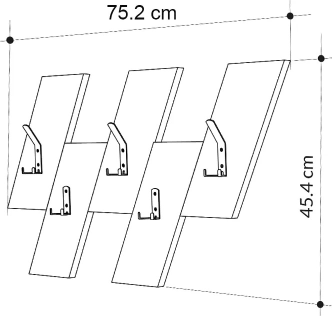 Κρεμάστρα τοίχου Livy Megapap χρώμα sapphire oak - γκρι ρετρό 75,2x1,8x45,3εκ.