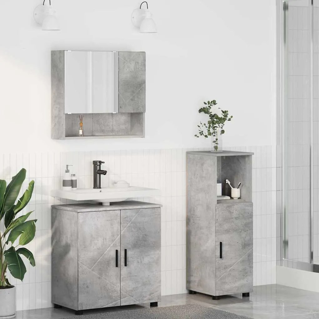 vidaXL Σετ Επίπλων Μπάνιου 3 pcs Γκρι σκυροδέματος 61 x 35 x 64 εκ.