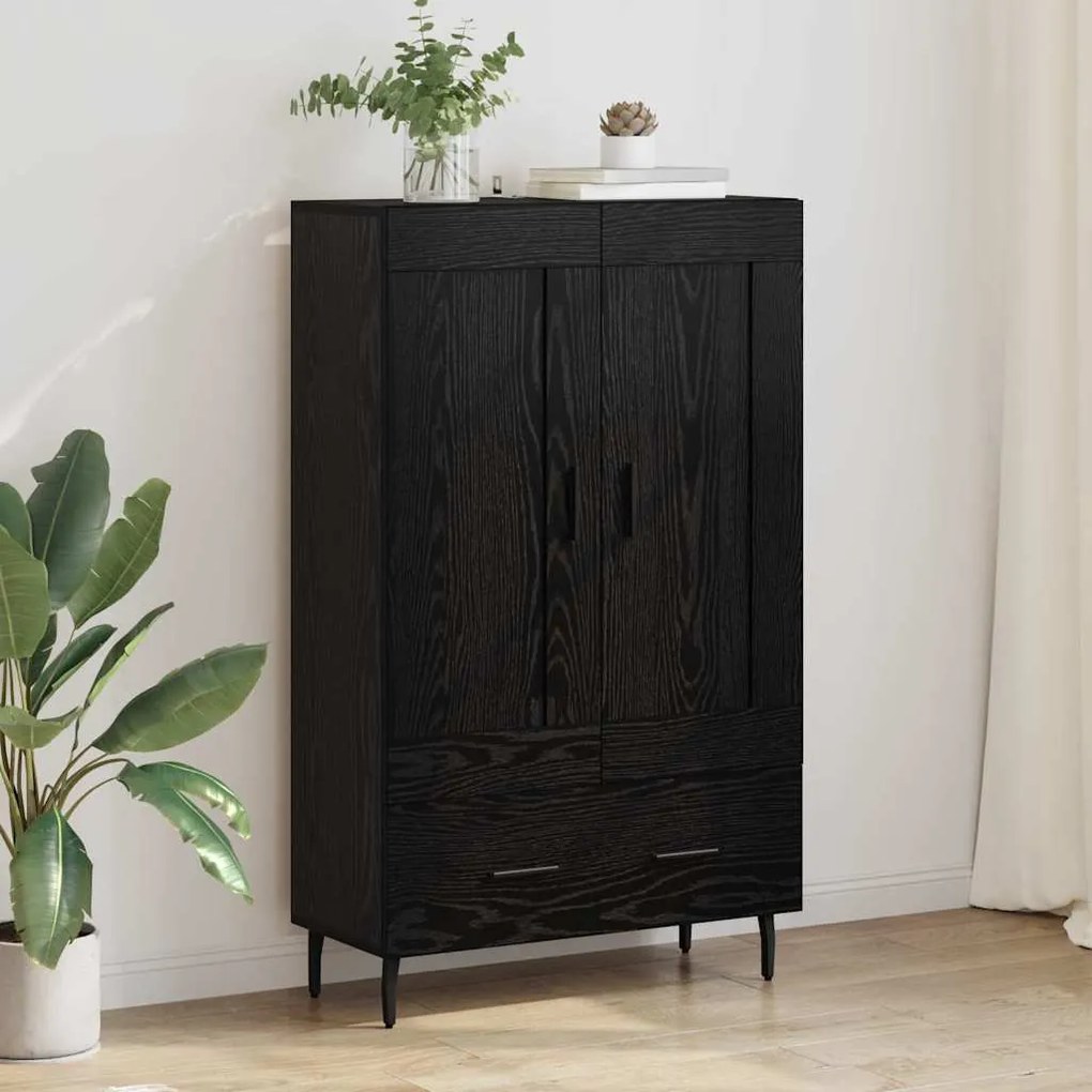 Highboard Μαύρη Οξυά 69,5 x 31 x 115 εκ. Επεξεργασμένο ξύλο