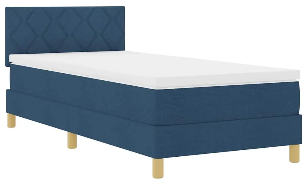 vidaXL LED Κρεβάτι με βάθρο με στρώμα Μπλε 90 x 190 cm ύφασμα