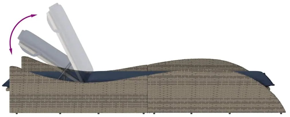 vidaXL Ξαπλώστρα με Μαξιλάρι Γκρι 60 x 205 x 73 εκ. από Συνθετικό Ρατάν