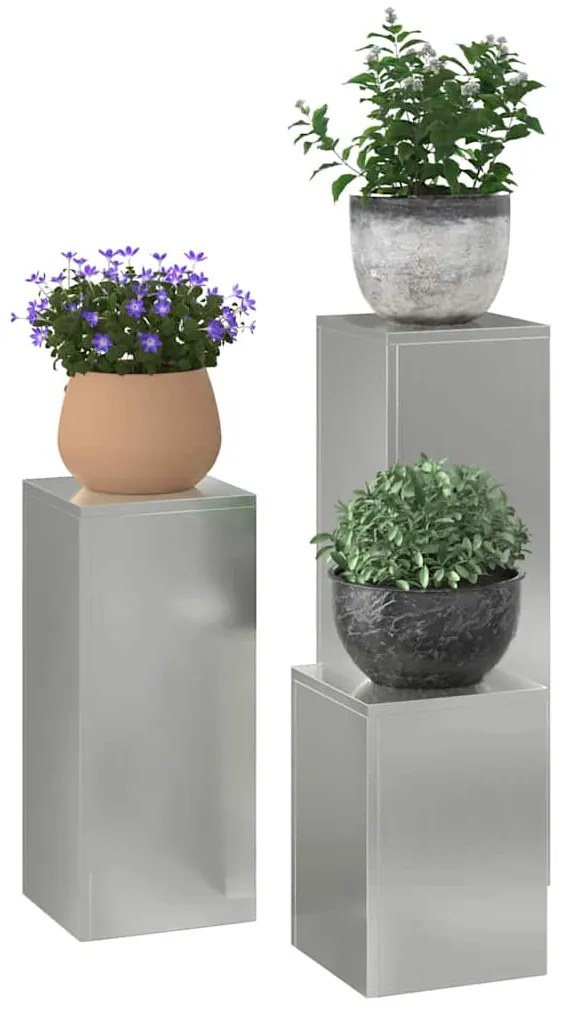 vidaXL Στήριξη φυτών 3 pcs Ασημί 24 x 24 x 75 εκ.