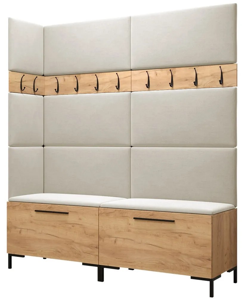 Σετ διαδρόμου Hartford F104, 196x168x46cm, 34 kg, Craft δρυς, Ταπισερί, Πλαστικοποιημένη μοριοσανίδα, Εντοιχισμένη, Τοίχου | Epipla1.gr