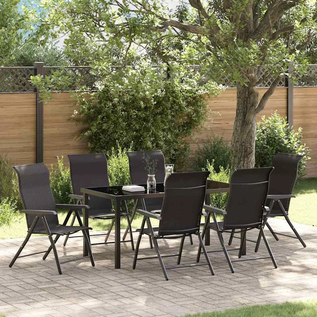 vidaXL Σέτ φαγητού για κήπο 7 pcs Μαύρος καφές Πολυ ράταν