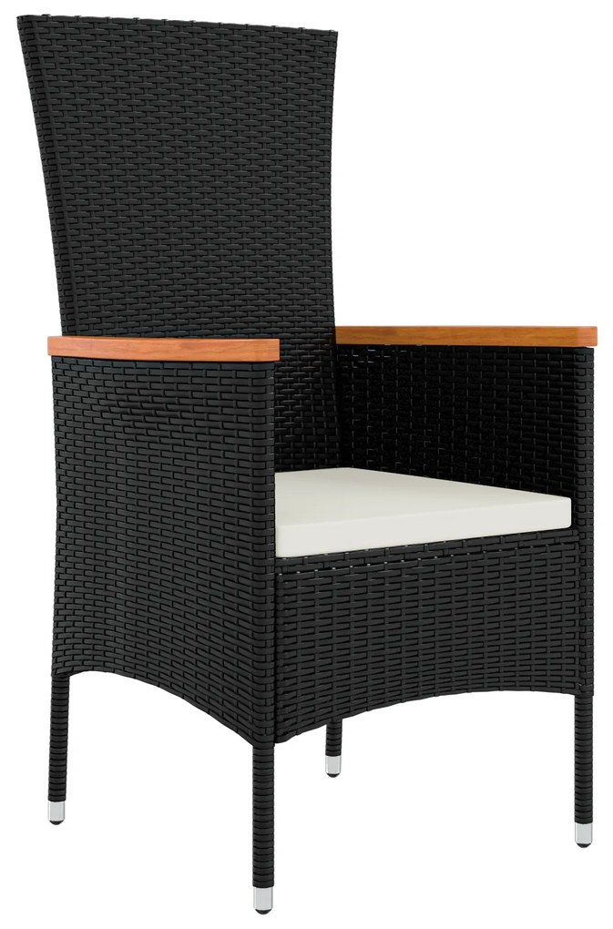 vidaXL Σετ Γευμάτων Κήπου με μαξιλάρι 5 pcs Μαύρο 80 x 80 x 73 εκ