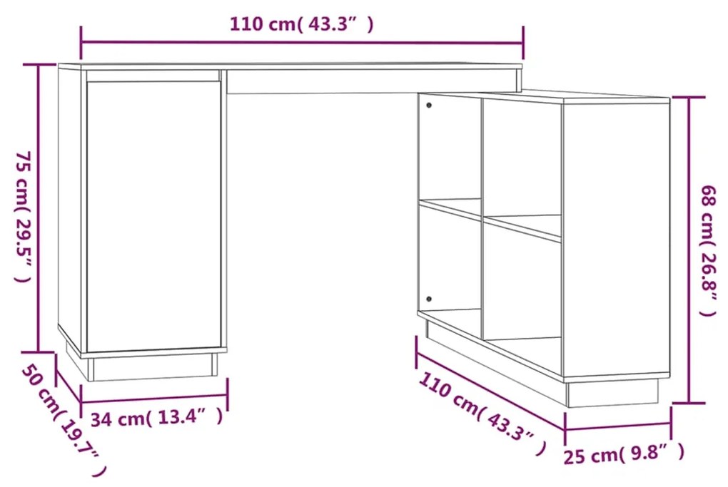 ΓΡΑΦΕΙΟ ΚΑΦΕ ΜΕΛΙ 110X50X75 ΕΚ. ΑΠΟ ΜΑΣΙΦ ΞΥΛΟ ΠΕΥΚΟΥ 814507