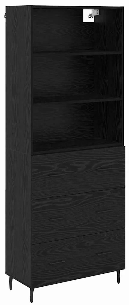 vidaXL Highboard Μαύρη Οξυά 69,5 x 34 x 180 εκ. Σύνθετο Ξύλο και Γυαλί