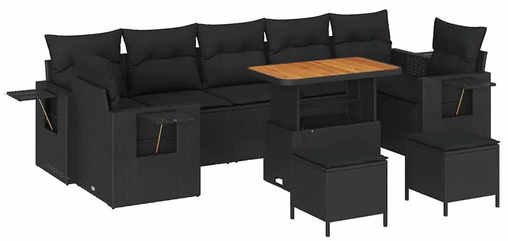 vidaXL Σετ Καναπέ Κήπου 10 pcs Μαύρο συνθετικό ρατάν