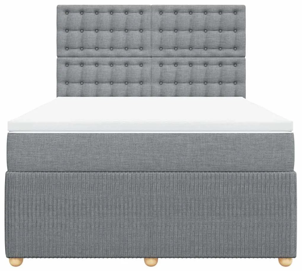 vidaXL Κρεβάτι Boxspring με Στρώμα Ανοιχτό Γκρι 140x190 εκ. Υφασμάτινο