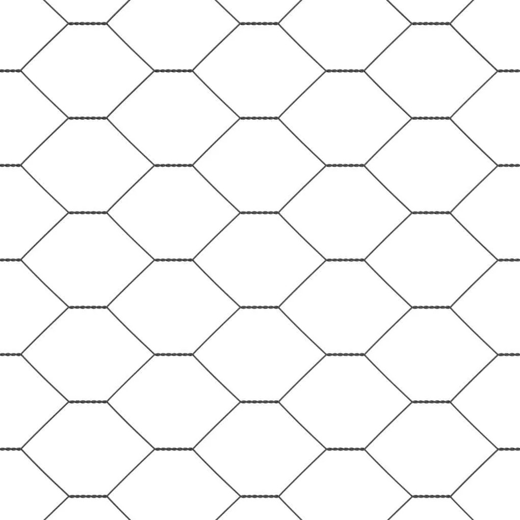 vidaXL Εξαγωνικός φράχτης Γκρι 0.8 x 25 m Ατσάλι
