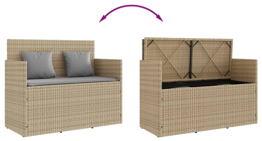 vidaXL Πάγκος Κήπου Μπεζ από Συνθετικό Ρατάν με Μαξιλάρια