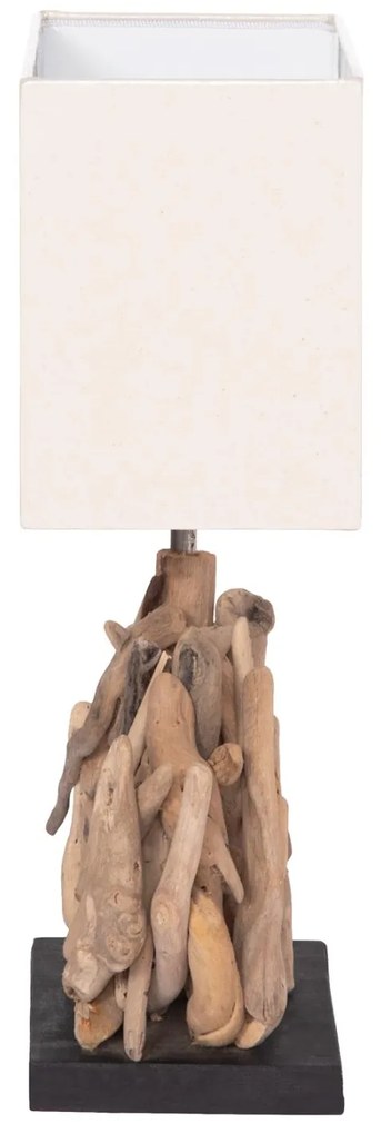 Επιτραπέζιο ορθογώνιο φωτιστικό Twiggy driftwood &amp; λευκό καπέλο 35x14x50Υ εκ.