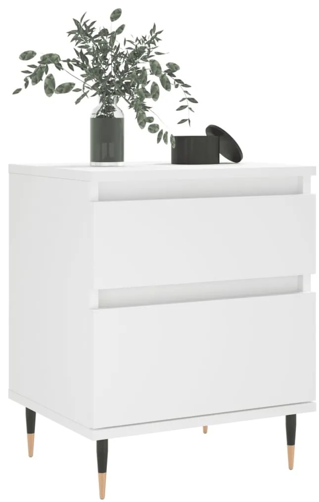 vidaXL Κομοδίνο Λευκό 40 x 35 x 50 εκ. από Επεξεργασμένο Ξύλο