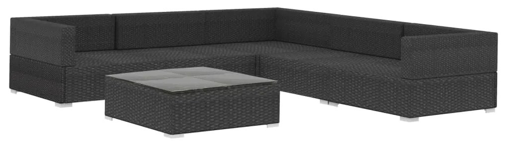 vidaXL Σαλόνι Κήπου 6 Τεμαχίων Μαύρο από Συνθετικό Ρατάν με Μαξιλάρια