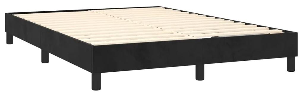 vidaXL Κρεβάτι Boxspring με Στρώμα & LED Μαύρο 140x190 εκ. Βελούδινο