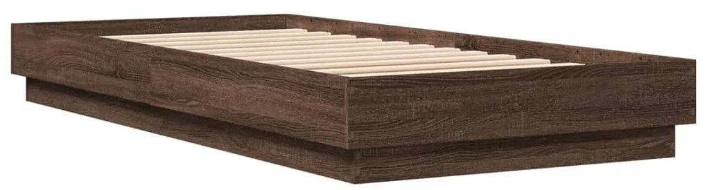 vidaXL Πλαίσιο Κρεβ. Χωρ. Στρώμα Καφέ Δρυς 90x200 εκ. Επεξ. Ξύλο