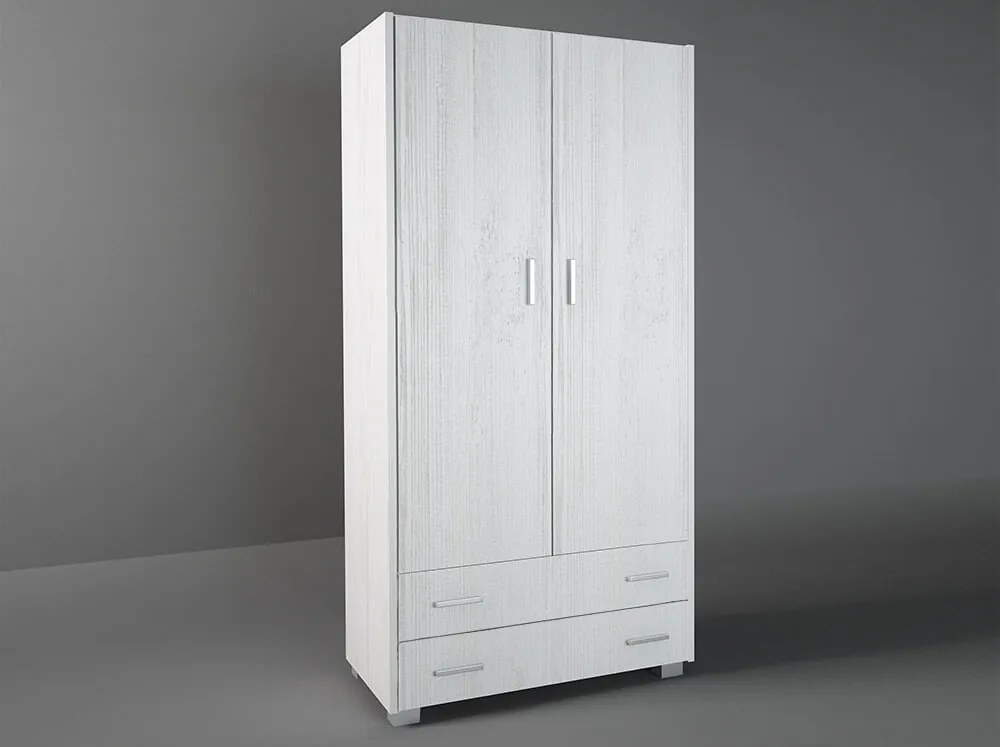 Intrahome Ντουλάπα δίφυλλη σε χρώμα λευκό ρουστίκ 85x50x180 Intrahomesa-00652203