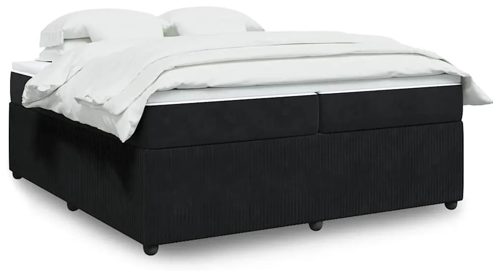 vidaXL Κρεβάτι Boxspring με Στρώμα Μαύρο 200x200 εκ. Βελούδινο