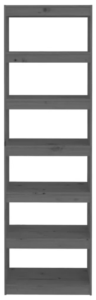 vidaXL Βιβλιοθήκη/Διαχωριστικό Χώρου Γκρι 60x30x199,5 εκ. Μασίφ Πεύκο