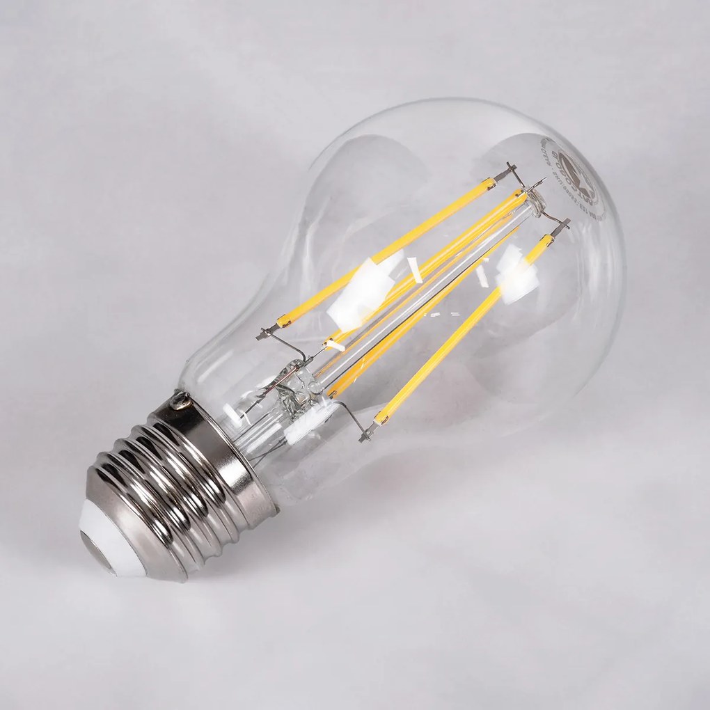 GloboStar 99053 Λάμπα LED Long Filament E27 A60 Γλόμπος 10W 1100lm 360° AC 220-240V IP20 Φ6 x Υ10.5cm Φυσικό Λευκό 4000K με Διάφανο Γυαλί - Dimmable - 3 Χρόνια Εγγύηση - 99053