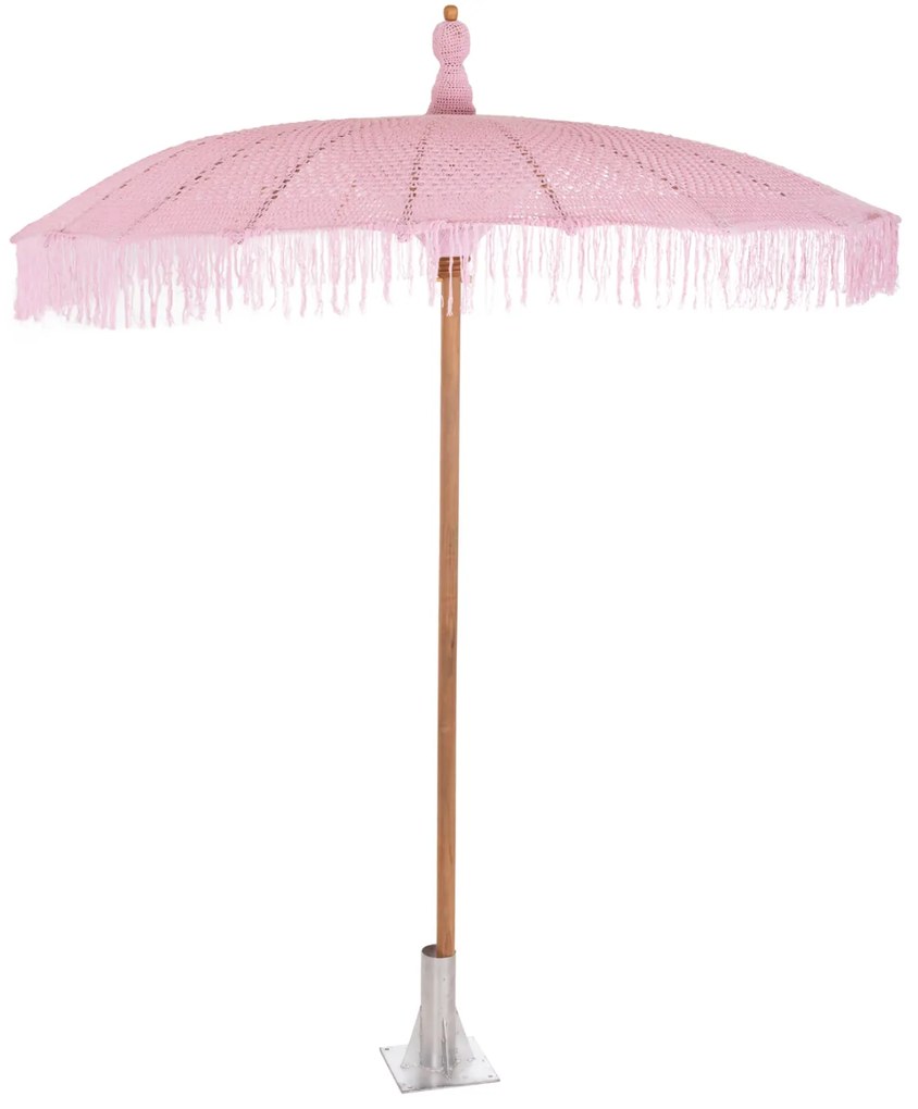 ΟΜΠΡΕΛΑ ΜΠΑΛΙΝΕΖΙΚΗ ΜΑΚΡΑΜΕ ΡΟΖ ΞΥΛO TEAK Φ200X260εκ. HM6035.04