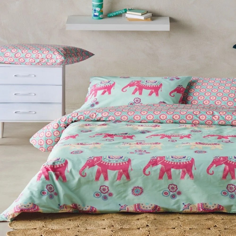 Σεντόνια Παιδικά Sabah (Σετ 3τμχ) Fucshia- Mint Green Kentia Single 160x270cm 100% Βαμβάκι