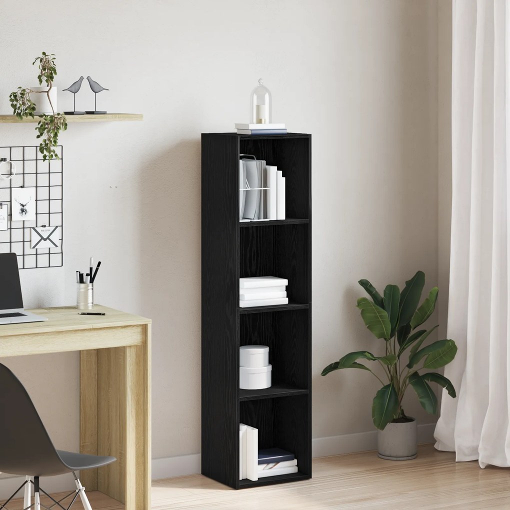 vidaXL Βιβλιοθήκη Μαύρη Δρυς 36x30x143 εκ. Επεξεργασμένο ξύλο