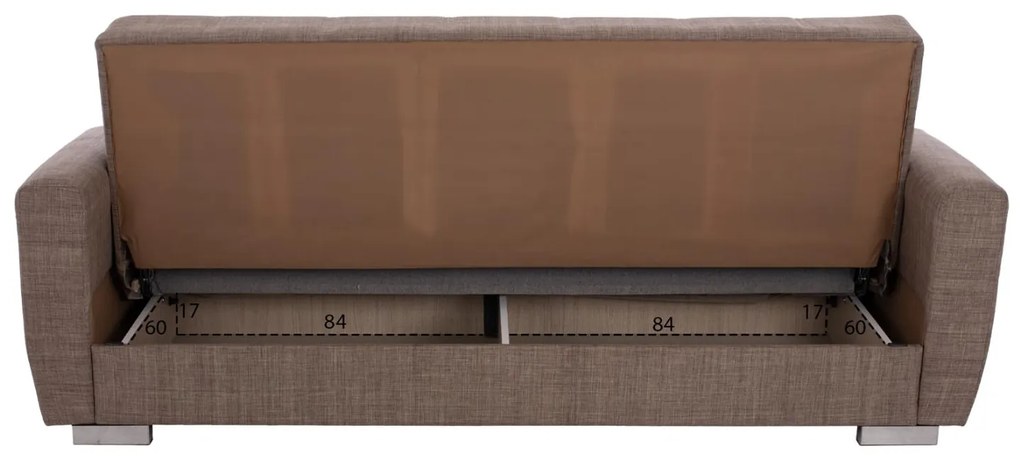 Καναπές - Κρεβάτι Polya 3θέσιος Καφέ 215x80x77 εκ. 215x80x77 εκ.