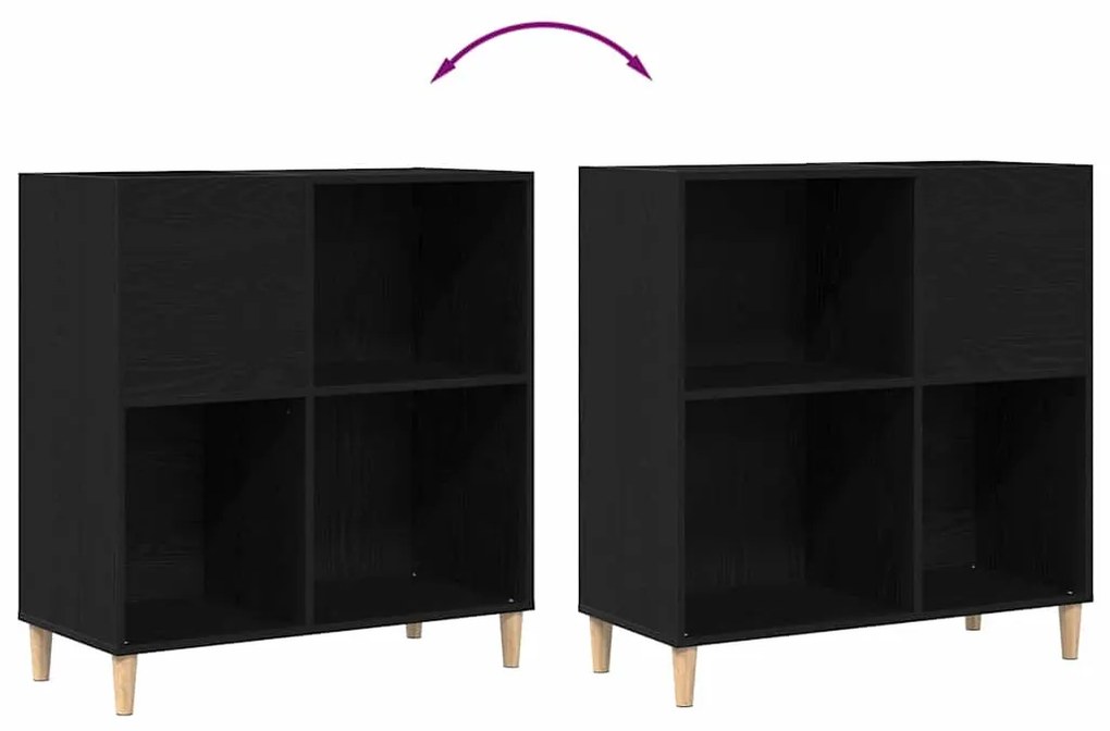 vidaXL Ντουλάπα Δίσκων Μαύρο Δρυς 84,5x38x89 εκ Επεξεργασμένο Ξύλο