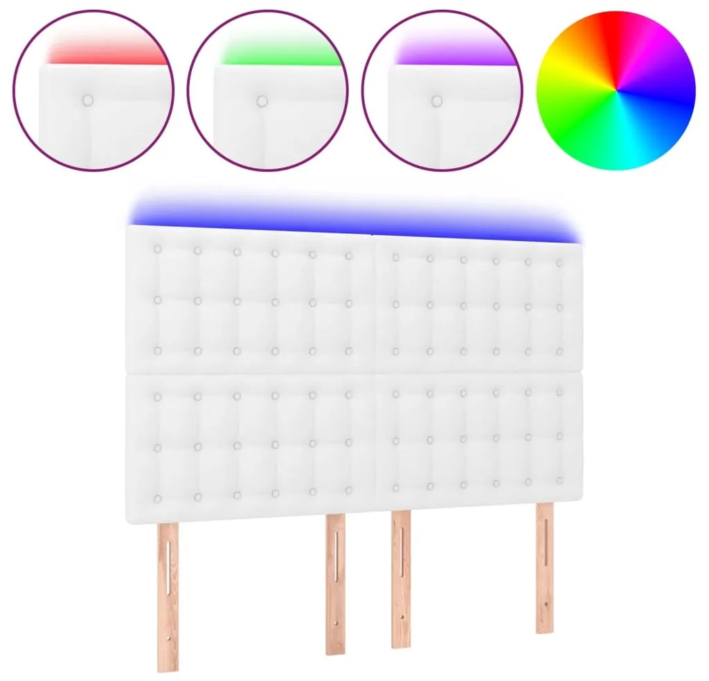 vidaXL Κεφαλάρι Κρεβατιού LED Λευκό 144x5x118/128 εκ
