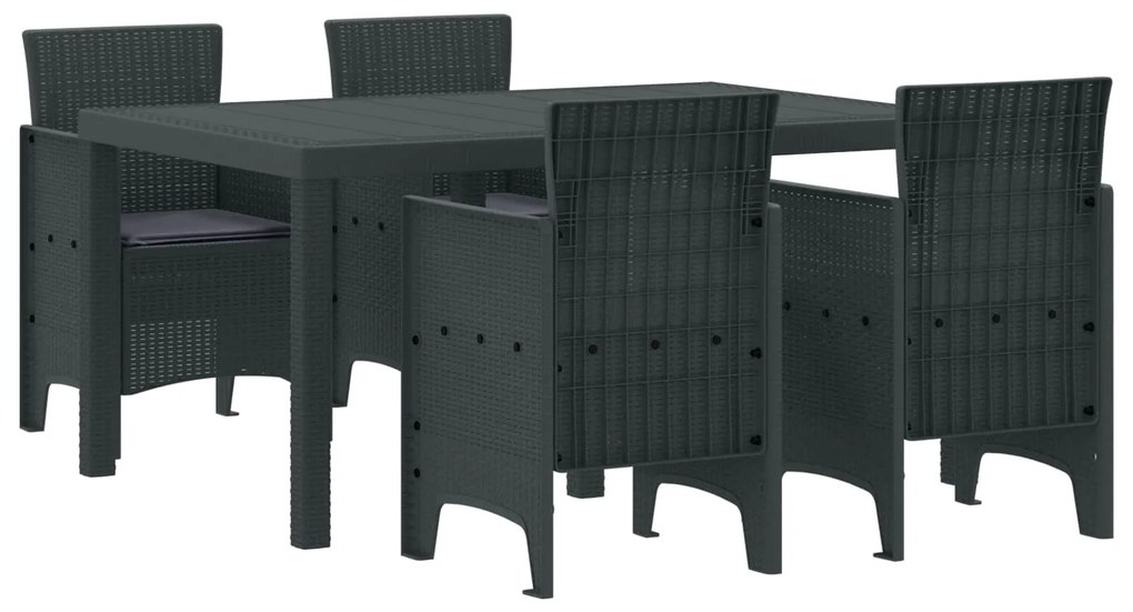 Σέτ φαγητού για κήπο 5 pcs Ανθρακί Rattan Polt