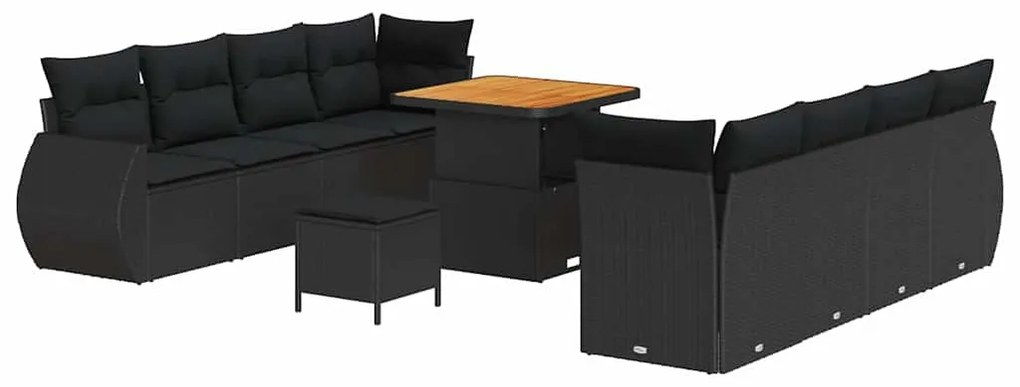 vidaXL Σετ Καναπέ Κήπου με αποθήκευση 11 pcs Μαύρο Πολυ ράταν