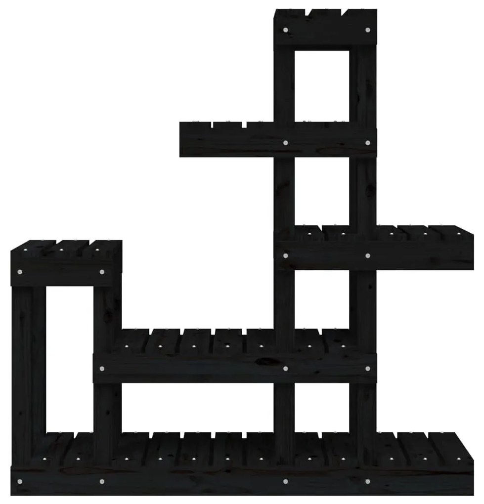 Βάση Γλάστρας Μαύρο 92x25x97 εκ. από Μασίφ Ξύλο Πεύκου - Μαύρο