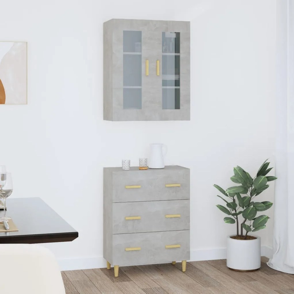 vidaXL Ντουλάπι Γκρι Σκυροδέματος 69,5x34x180 εκ. Επεξεργασμένο Ξύλο