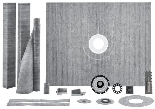 VEVOR Shower Curb Kit, 1219x1524mm Shower Pan Kit with 50.8mm PVC Central Flange, Waterproof Membrane, Stainless Steel Grate and Joint Sealant, Shower Pan Slope Sticks Fit for Bathroom