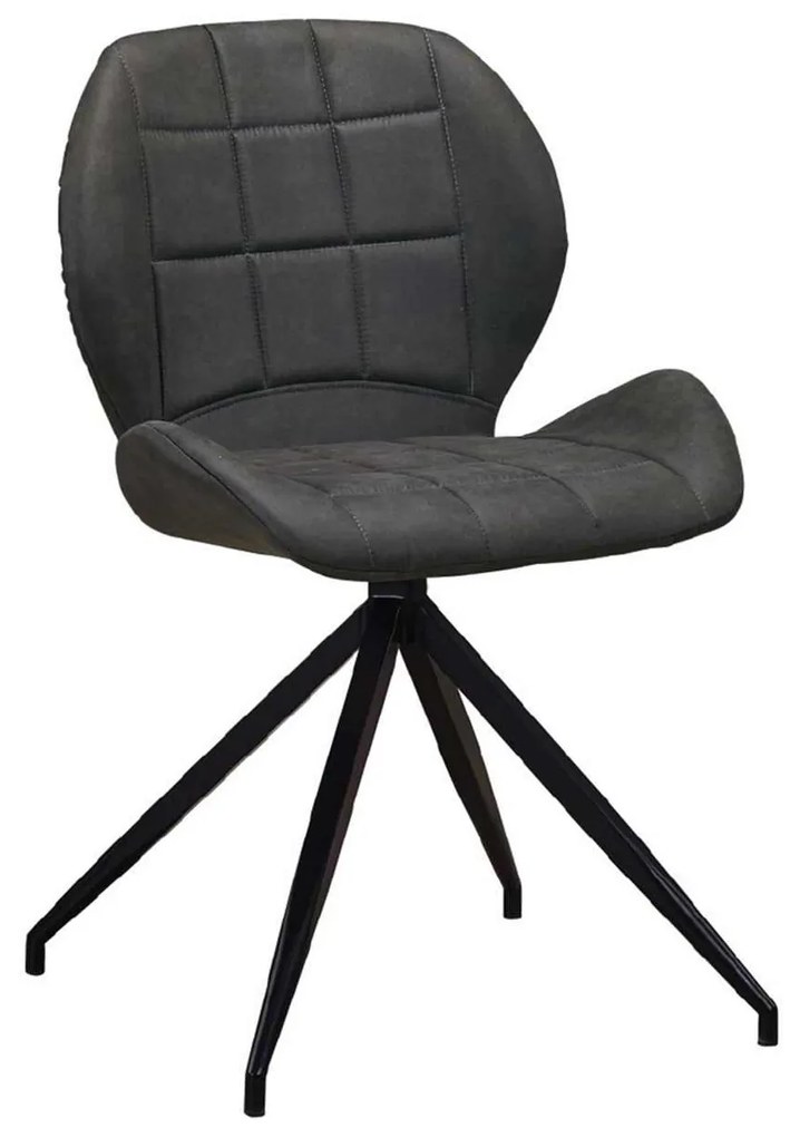 Καρέκλα Μεταλλική NORMA Μαύρη/Ύφασμα Suede Ανθρακί 51x53x81cm (Σετ 2 ΤΕΜ)