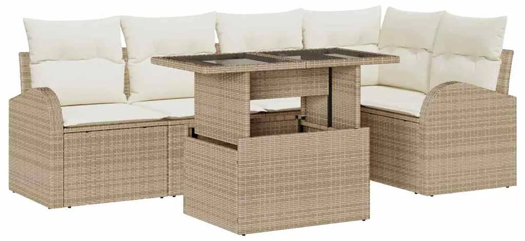 vidaXL Σετ Καναπέ Κήπου 6 pcs Μπεζ 100 x 55 x 73 εκ Πολυ ράταν