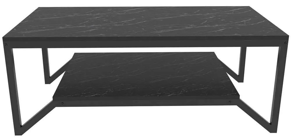 Τραπέζι Σαλονιού Flora 322RTC1201 120x60x45,8cm Marble Effect Black