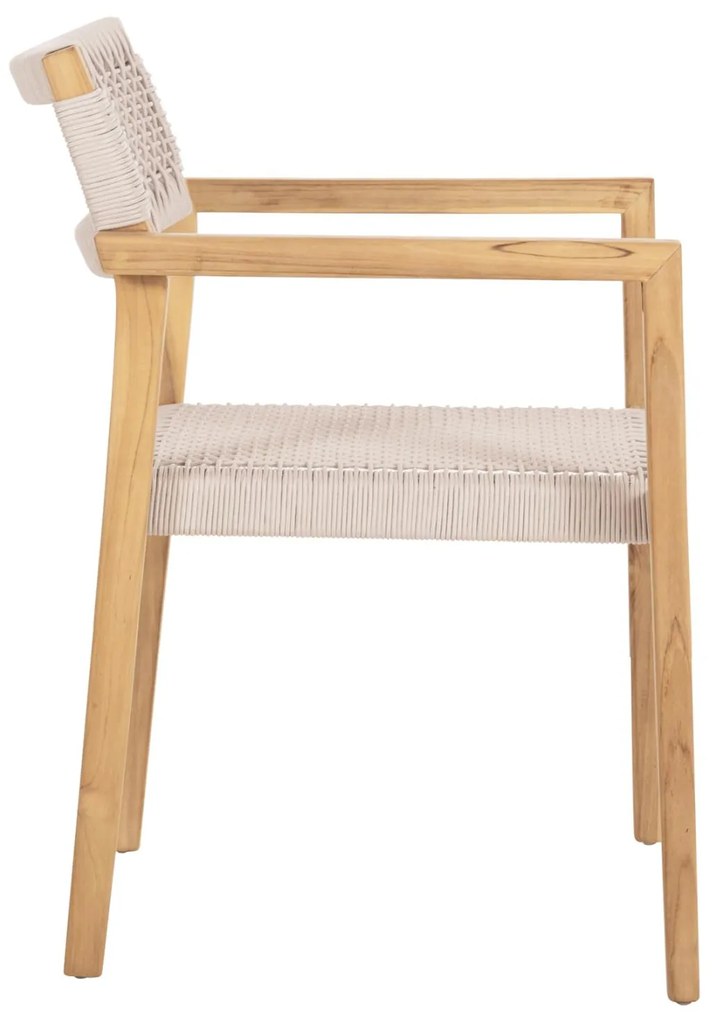 Πολυθρόνα CHARLOTTE Ξύλο Teak Φυσικό και Μπέζ Σχοινί 58x61x81Yεκ. 58x61x81 εκ.
