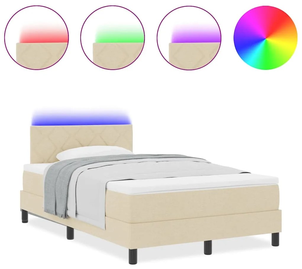 vidaXL Κρεβάτι με ελατήρια με στρώμα Κρεμ 120 x 200 cm ύφασμα